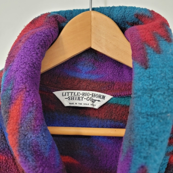 Little Big Horn Fleece Pullover Men's Medium Retro Vintage Wild West Low Pile - Picture 4 of 15